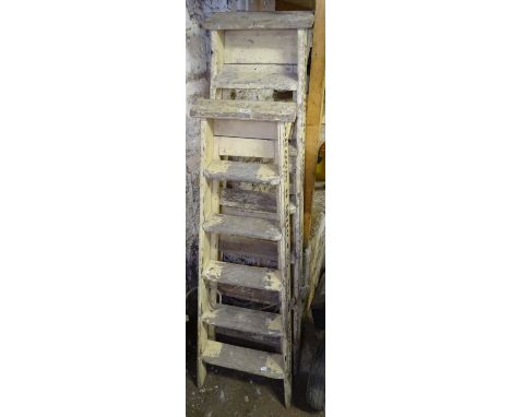 2 pairs of early 20th century decorator's painted pine step ladders (Dennis R Burgess West Norwood) 