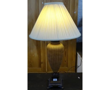 A Laura Ashley glassed and bronzed table lamp and shade, H84cm 