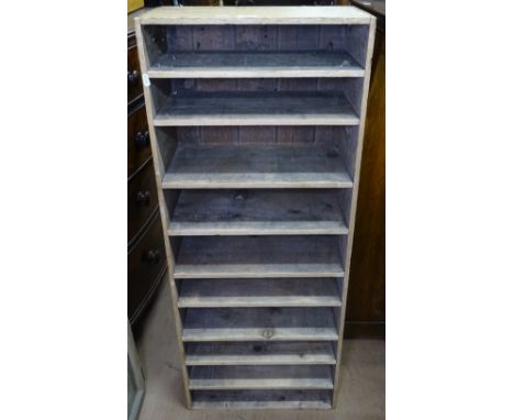 A pine open-shelf cabinet, W47cm, H116cm 