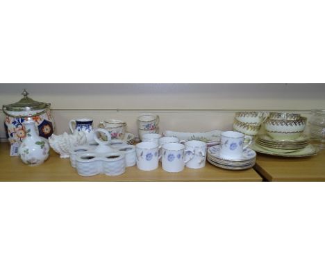 An egg stand, Royal Worcester coffeeware, a biscuit barrel etc 
