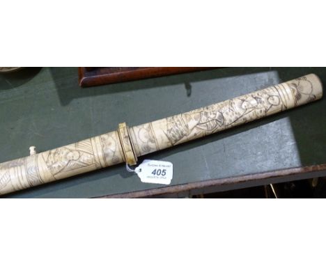 A Japanese bone-handled sword in matching scabbard, 36" 