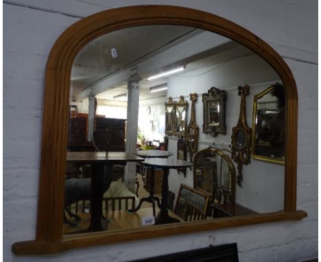 A modern pine-framed over-mantel mirror, W100cm, H70cm 
