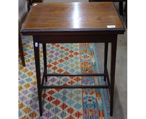 A small Edwardian mahogany fold over card table, W51cm 