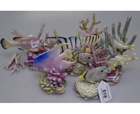6 Royal Worcester fish (A/F) 