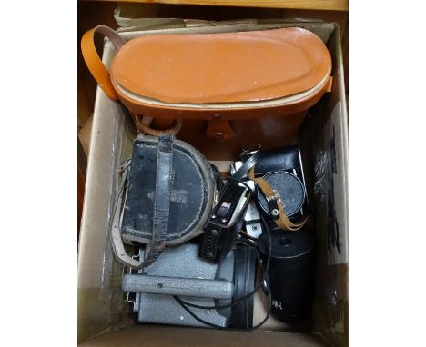 A site square, binoculars, camera equipment 