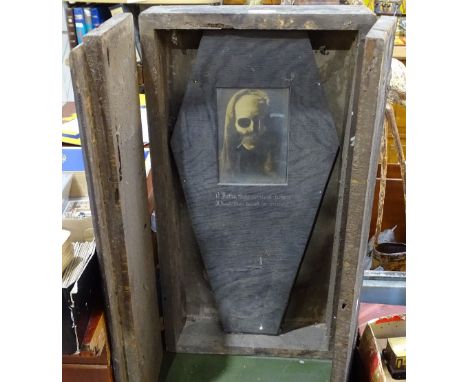 A Gothic panel in coffin style frame, height 24.5" 