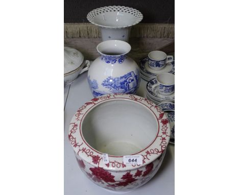 An Oriental jardiniere, a Spode Italian vase, 10", and another 