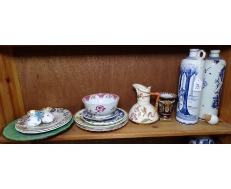 Delft flagons, a Worcester jug, plates etc 