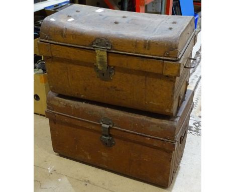 2 small Vintage tin trunks, 19" across 
