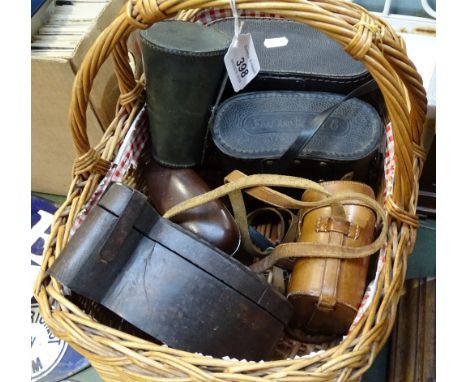 Goerz binoculars, leather-cased, 2 other pairs, a camera etc 
