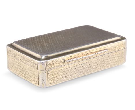 A GEORGE III SILVER-GILT SNUFF BOX,&nbsp;by&nbsp;John Shaw, Birmingham 1812, rectangular, with engine-turning to the six side