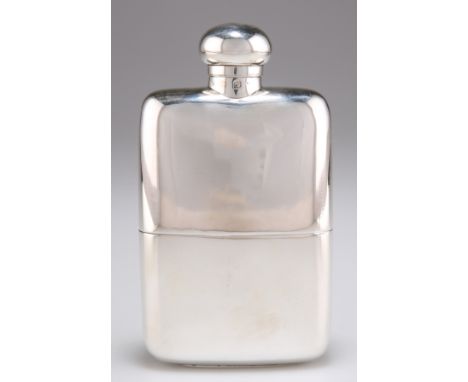 AN EDWARDIAN SILVER HIP FLASK,&nbsp;by&nbsp;George Maudsley Jackson, London 1905, of typical rounded rectangular form with de
