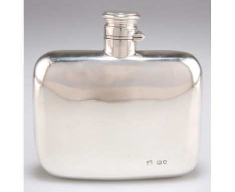 A VICTORIAN SILVER HIP FLASK, by John Johnson & Alfred Springthorpe, London 1882, rounded rectangular with landscape orientat