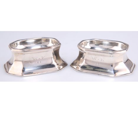 A PAIR OF GEORGIAN STYLE TRENCHER SALTS,&nbsp;by&nbsp;Turner Bradbury, London 1892, of typical form, each engraved 'W * K&nbs