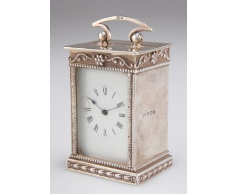 A GEORGE V SILVER TRAVELLING CLOCK,&nbsp;by&nbsp;Arthur Charles Tongue &amp; George Arthur Walker, Birmingham 1922, the case 