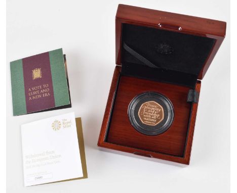 2020 Royal Mint, Gold Proof Fifty Pence, Brexit, the UK's Withdrawal from the European Union. 2020 Royal Mint, Gold Proof Fif