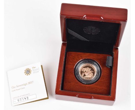 Queen Elizabeth II, Gold Proof Sovereign, 2017. Queen Elizabeth II, Gold Proof Sovereign, 2017, Royal Mint, Obverse portrait 