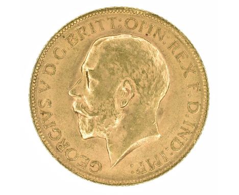 King George V, Sovereign, 1912. King George V, Sovereign, 1912, Bare head l. R. St. George and dragon, London Mint, edge mill