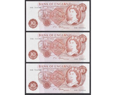 Three consecutive Series "C" Portrait Issue (February 1967), Ten Shillings banknotes (3). Three consecutive Series "C" Portra