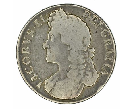 King James II, Crown, 1688 QVARTO. King James II, Crown, 1688 QVARTO, Second draped bust l. R. Crowned cruciform shields, edg