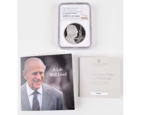 HRH The Prince Philip, Duke of Edinburgh, 2021 UK Two-Ounce Silver Proof Coin. HRH The Prince Philip, Duke of Edinburgh, 2021