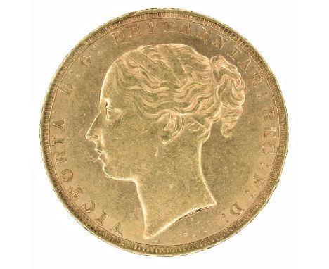 Queen Victoria, Sovereign, 1884. Queen Victoria, Sovereign, 1884, First young head l. WW buried in narrow trun. R. St. George