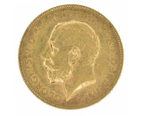 King George V, Half-Sovereign, 1913. King George V, Half-Sovereign, 1913, Bare head l. R. St. George and dragon, London Mint,