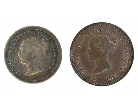 Two small Victorian coins (2). Two small Victorian coins to include Queen Victoria, Three-Halfpence (for Colonial use), 1839,