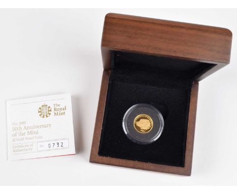 A Royal Mint 2009 Alderney Gold Proof One Pound, 50th Anniversary of the Mini. A Royal Mint 2009 Alderney Gold Proof One Poun