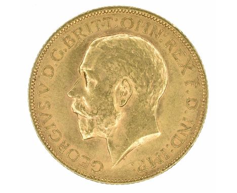 King George V, Sovereign, 1913. King George V, Sovereign, 1913, Bare head l. R. St. George and dragon, London Mint, edge mill