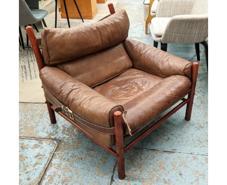 ATTRIBUTED TO ARNE NORELL KONTIKI CHAIR, 89cm W vintage 1970's Swedish. 