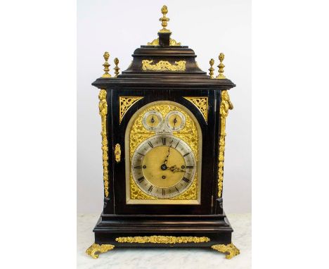 BRACKET CLOCK, 19th century English by J N Walker, ebonised with gilded ormolu mounts, with Westminster chimes movement on or