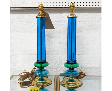 CENEDESE MURANO GLASS TABLE LAMPS, a pair, 46.5cm H, vintage. (2) 