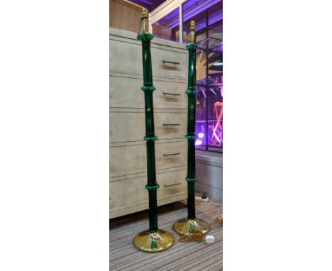 CENEDESE MURANO GLASS FLOOR LAMPS, a pair, 140cm H, vintage. (2) 