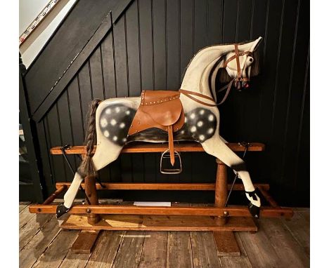 ROCKING HORSE, vintage early 20th century English traditional form, 128cm H x 166cm x 51cm. 