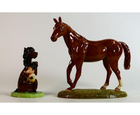 Royal Doulton My First Horse RDA33 together with Thelwell Ideal pony for a nervous child NT10 (2) 