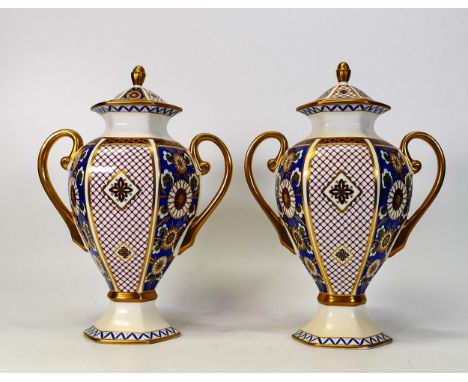 Aynsley Imperial Patterned Pair of Lidded Trophy Jars , height 23cm (2) 