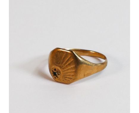 Yellow metal signet ring, tests for 9ct gold,4.3g. 