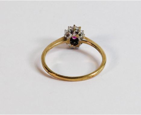 9ct gold ladies dress ring, set with oval pink stone, size P, 1.7g. 