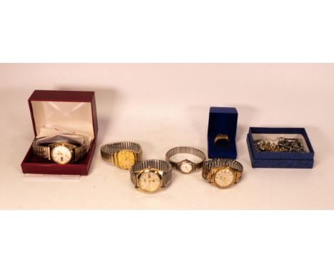 A collection of Gents vintage wristwatches including Citizen, Oris, Avia and some ladies costume jewellery etc. 