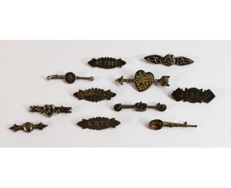 A collection of vintage silver bar brooches, 43.6g. 