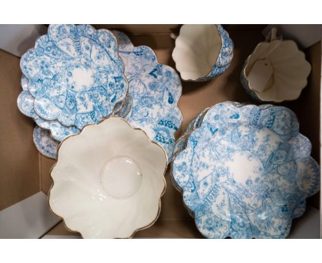 21 pieces of Wileman / Shelley porcelain part tea service.  Marked with retailers name but no factory marks. 