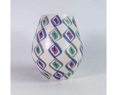 Poole pottery Freeform 1950's vase in the Harliquin design. Height 21cm with HOL.X III to base and impressed 716 
