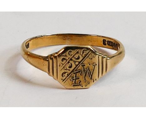 9ct gold signet ring, size Q,2.3g. 