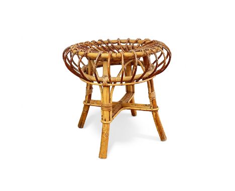 FRANCO ALBINI (1905, Robbiate - 1977, Milan).Pouf stool, 1960s.Rattan and bamboo.This lot will be available approximately 15 