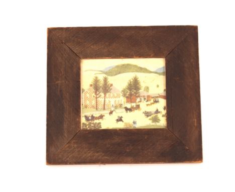 A small vintage print, in oak frame, 20cm x 22cm overall