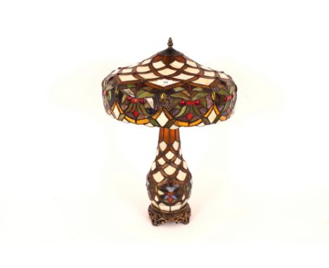 An Art Deco style Tiffany type table lamp,60 cm high