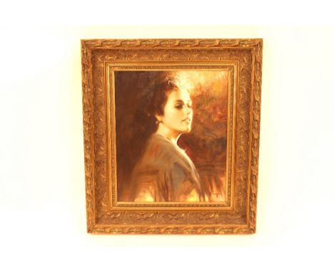 N. Lugo, portrait study of a young woman, signed oil on canvas, 61cm x 51cm