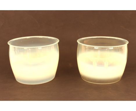A pair of Vaseline glass oil lamp shades 