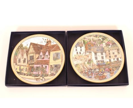 Two Royal Worcester collector's plates, from the Villages series, boxed
